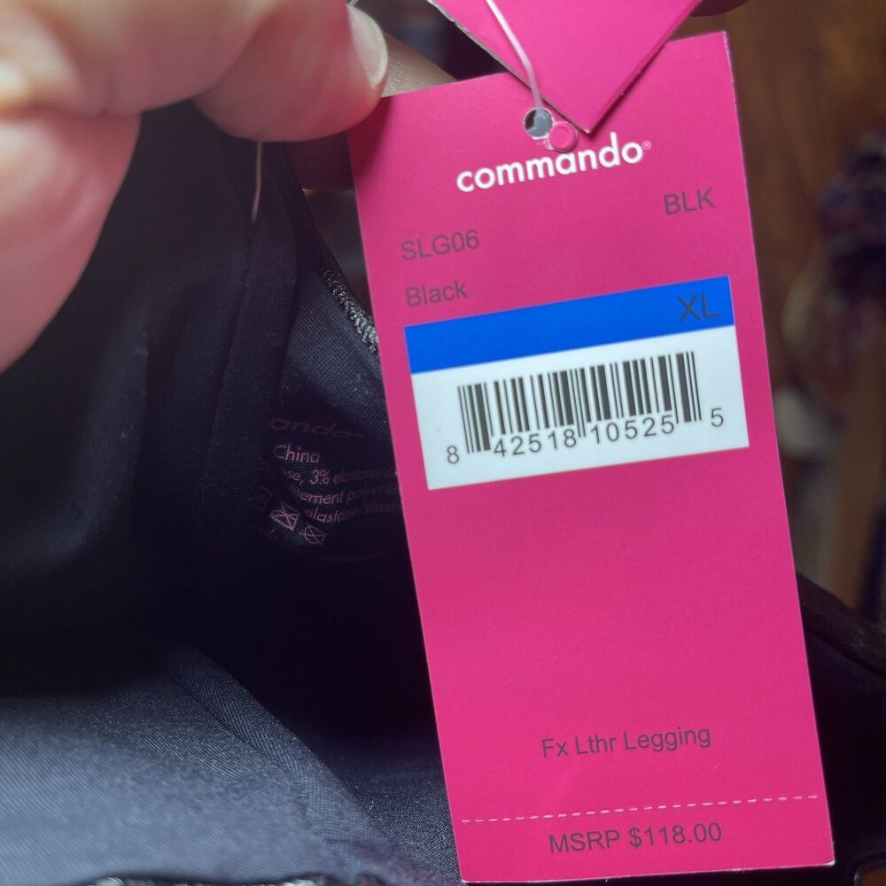 *NEW w/ Tags* COMMANDO Faux Leather Leggings Black Size XL $118 Retail! - Picture 6 of 7